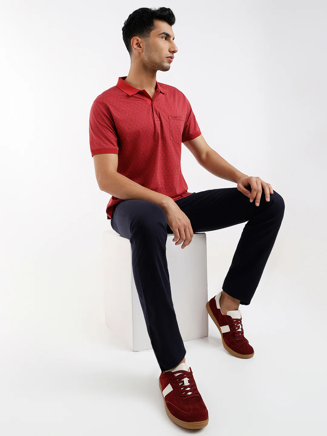 Colorplus Men Red Printed Regular Fit Cotton Blend T-Shirt - Image 6