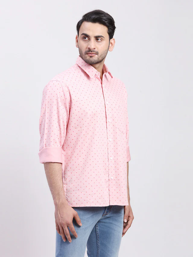 Colorplus Men Red Printed Regular Fit Full Sleeve Spread Collar Shirt - Image 2
