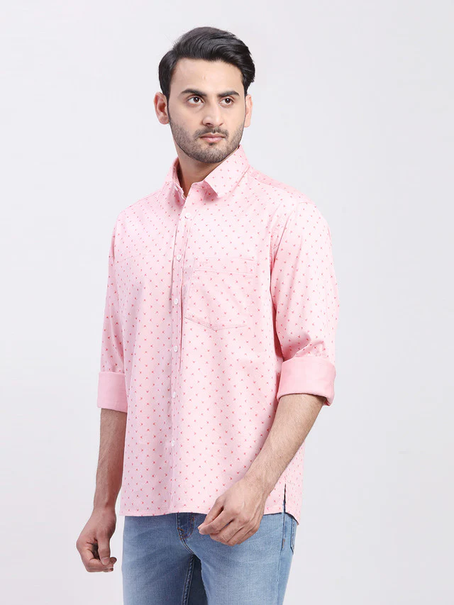 Colorplus Men Red Printed Regular Fit Full Sleeve Spread Collar Shirt - Image 3