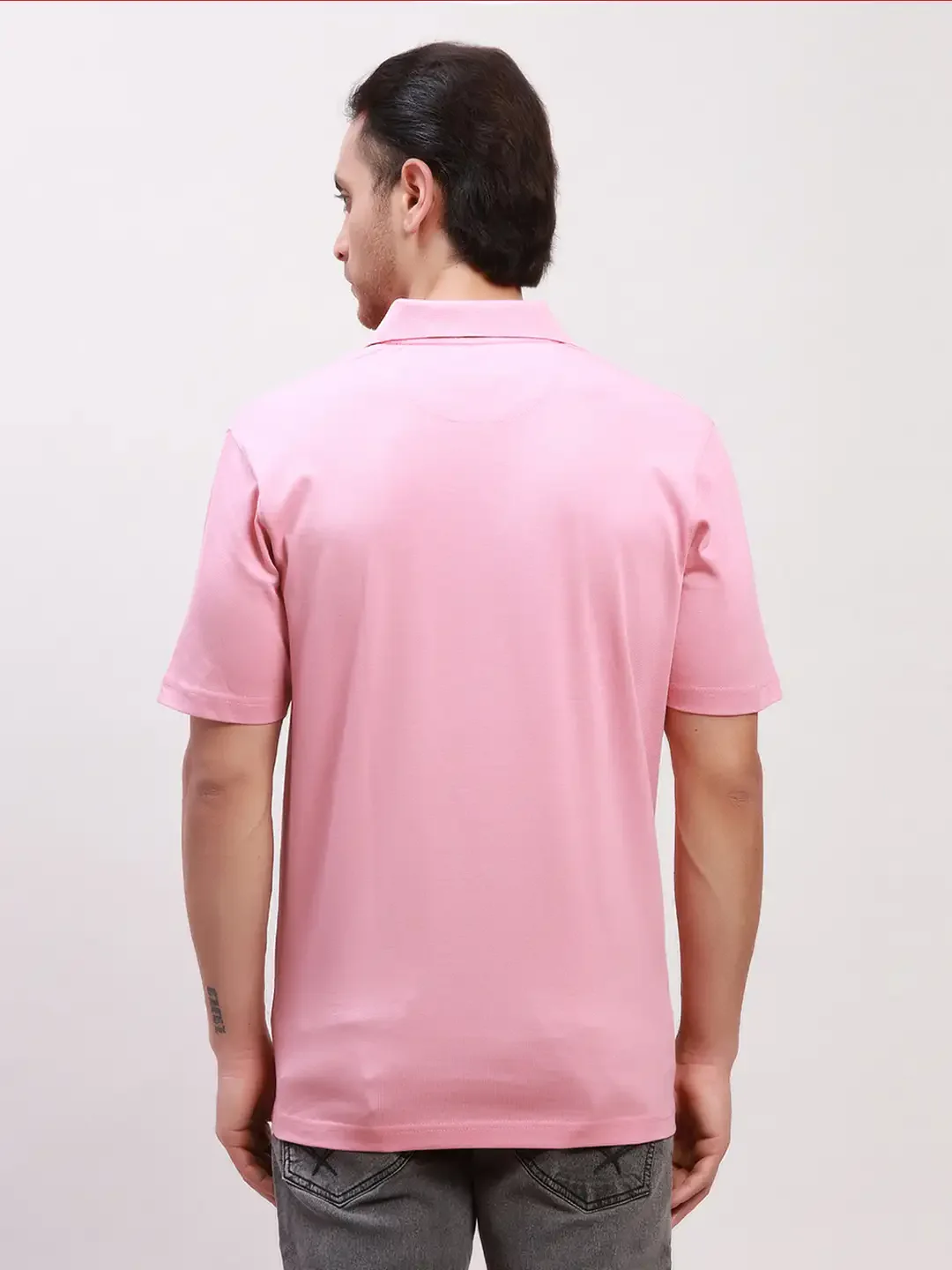 Colorplus Men Red Solid Classic Fit Cotton Half Sleeve T-Shirt - Image 5