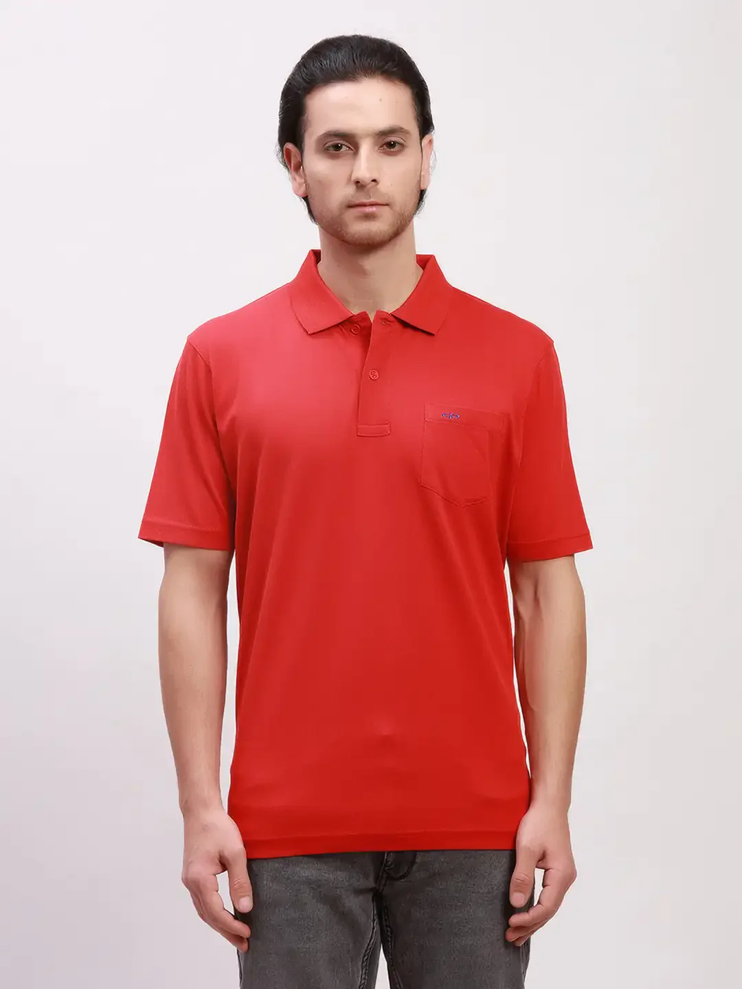Colorplus Men Red Solid Classic Fit Cotton T-Shirt