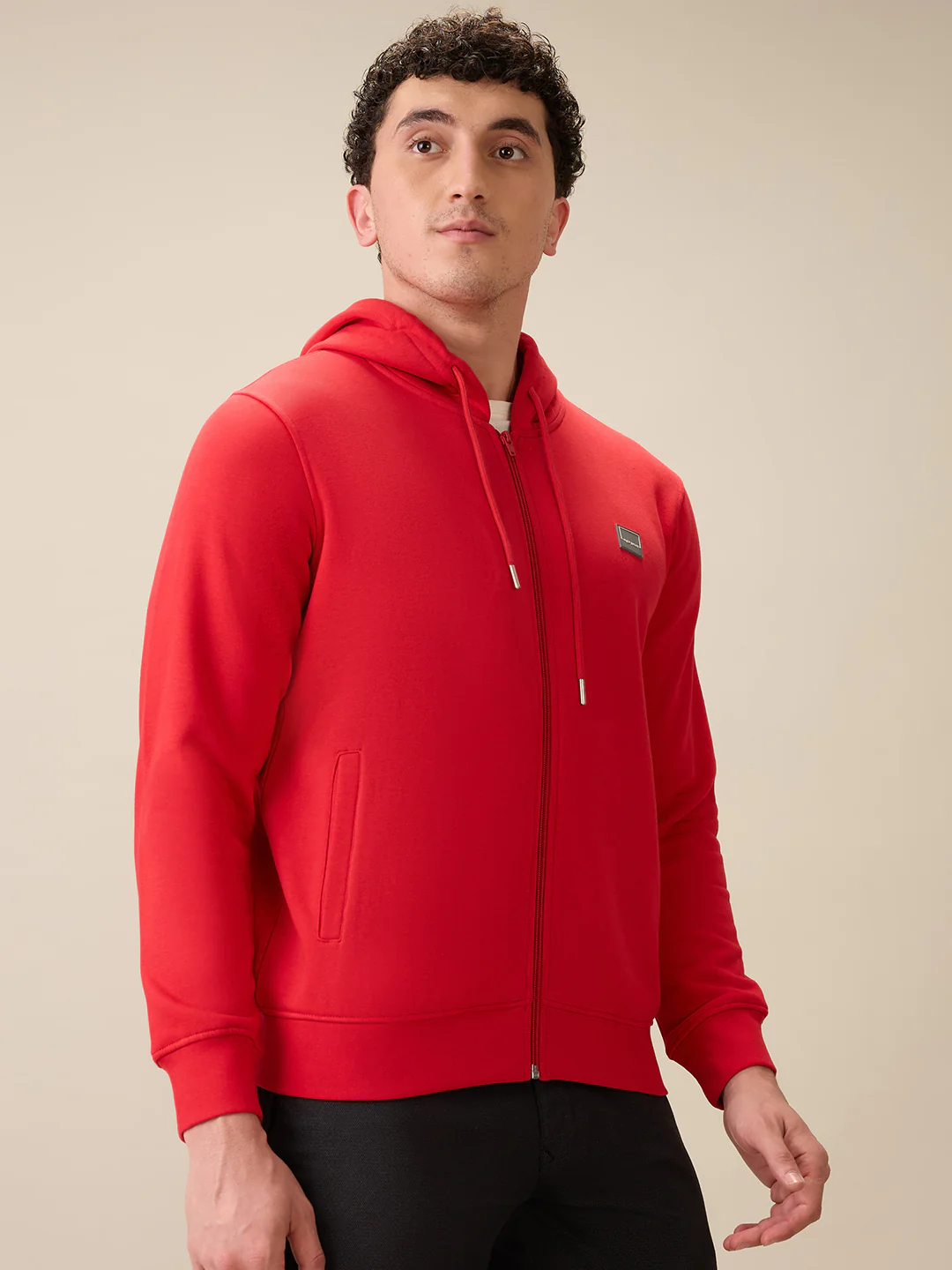Colorplus Men Red Solid Regular Fit Cotton Blend Full Sleeve Sweatshirt - Image 2