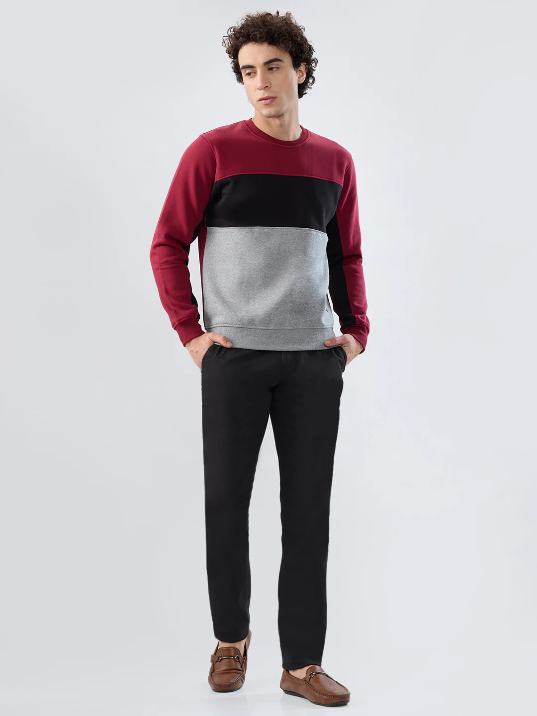 Colorplus Men Red Solid Regular Fit Cotton Blend Sweatshirt - Image 5