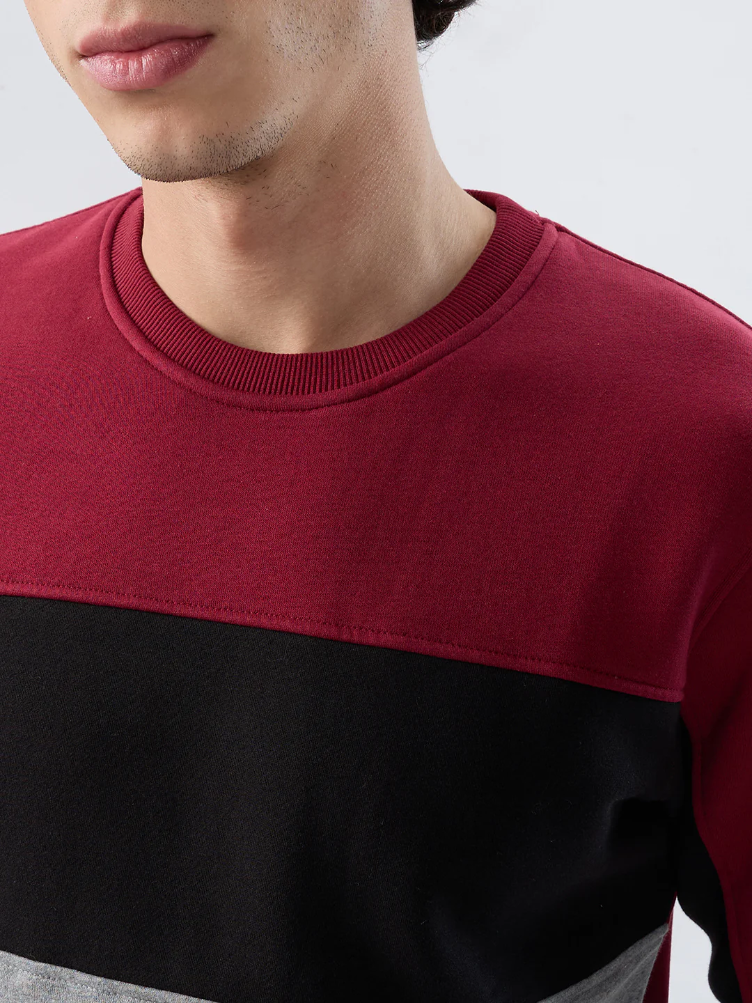 Colorplus Men Red Solid Regular Fit Cotton Blend Sweatshirt - Image 6