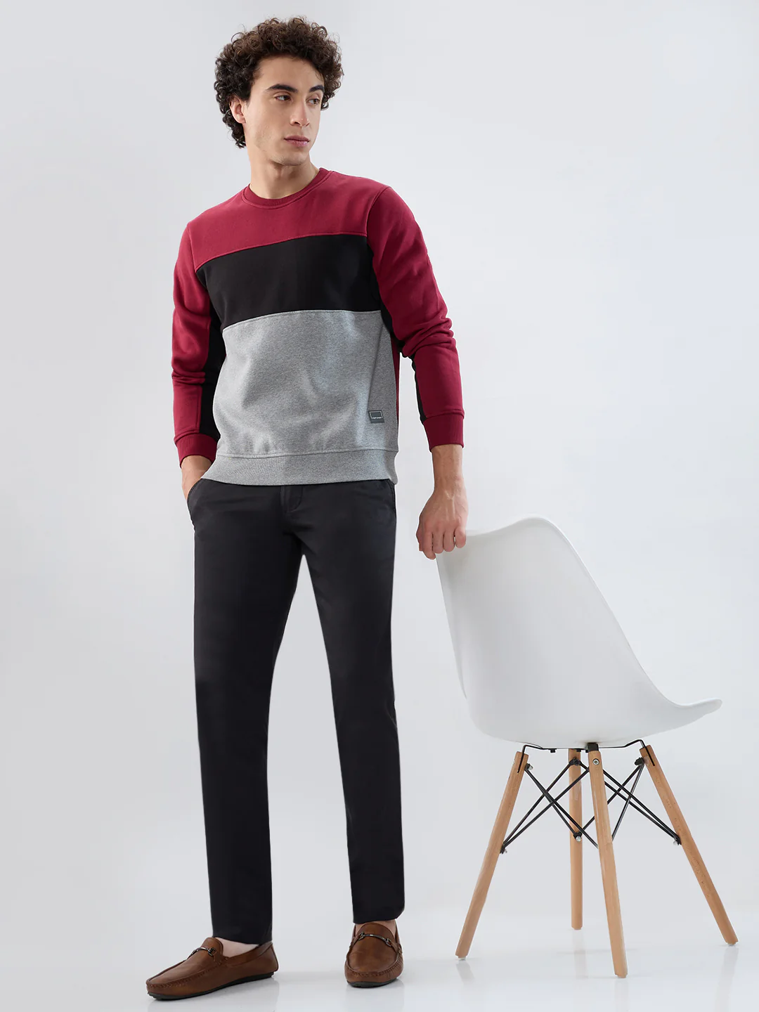 Colorplus Men Red Solid Regular Fit Cotton Blend Sweatshirt - Image 7