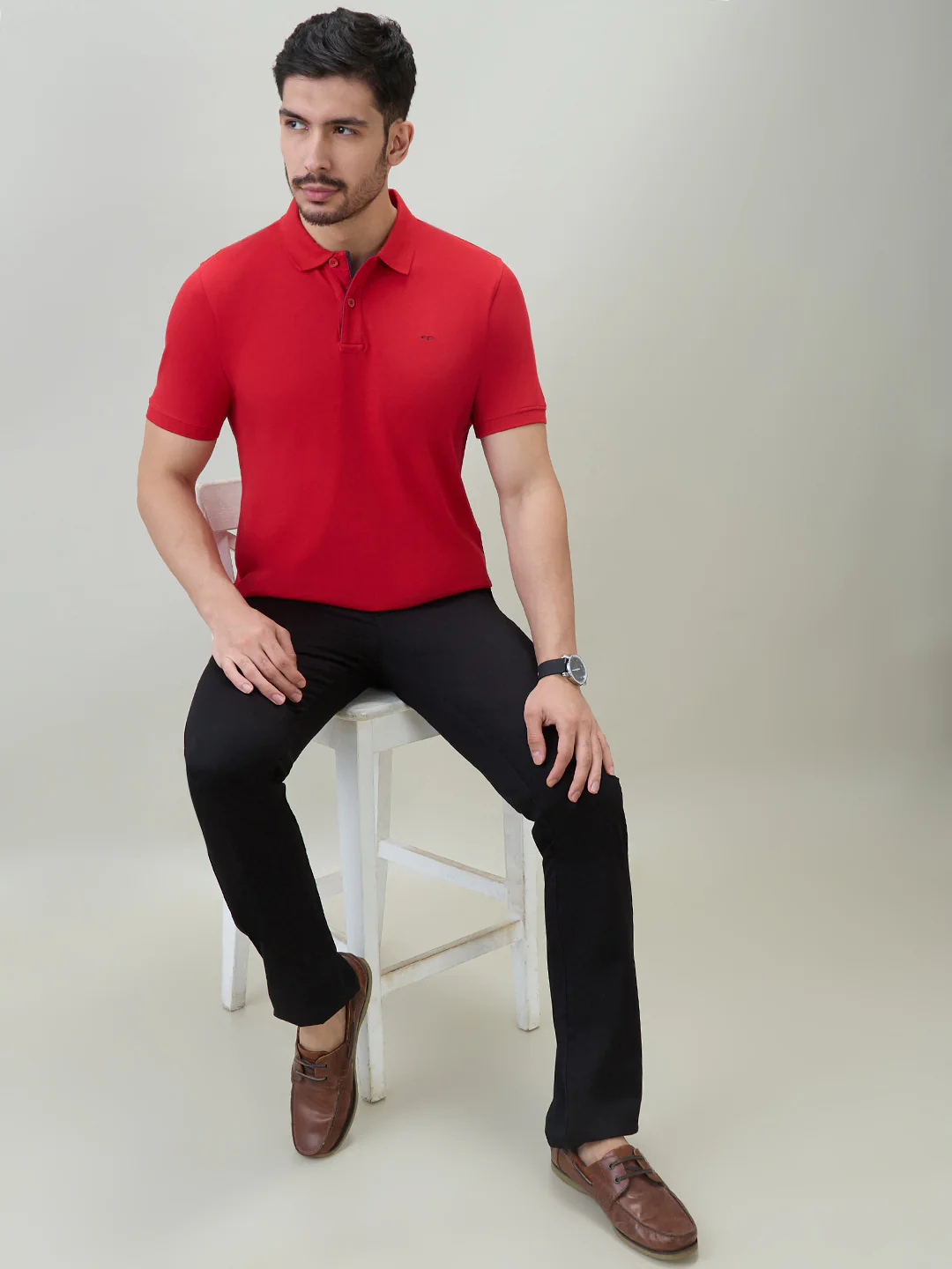 Colorplus Men Red Solid Regular Fit Cotton T-shirt - Image 7