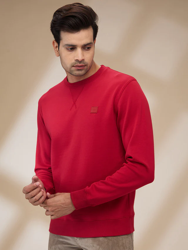Colorplus Men Red Regular Fit Solid Sweatshirt - Image 3