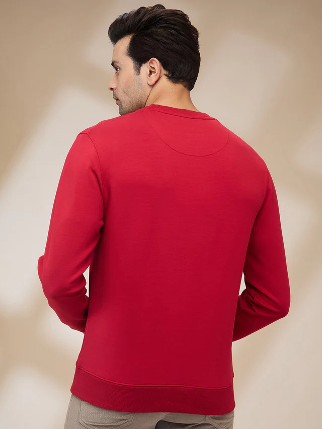 Colorplus Men Red Regular Fit Solid Sweatshirt - Image 4