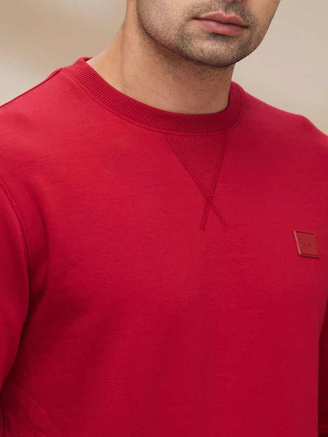 Colorplus Men Red Regular Fit Solid Sweatshirt - Image 5