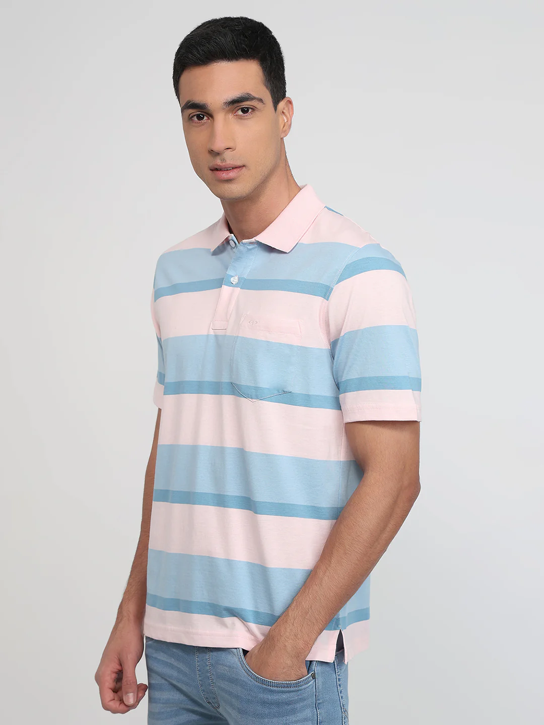 Colorplus Men Red Stripe Comfort Fit Cotton T-shirt - Image 2