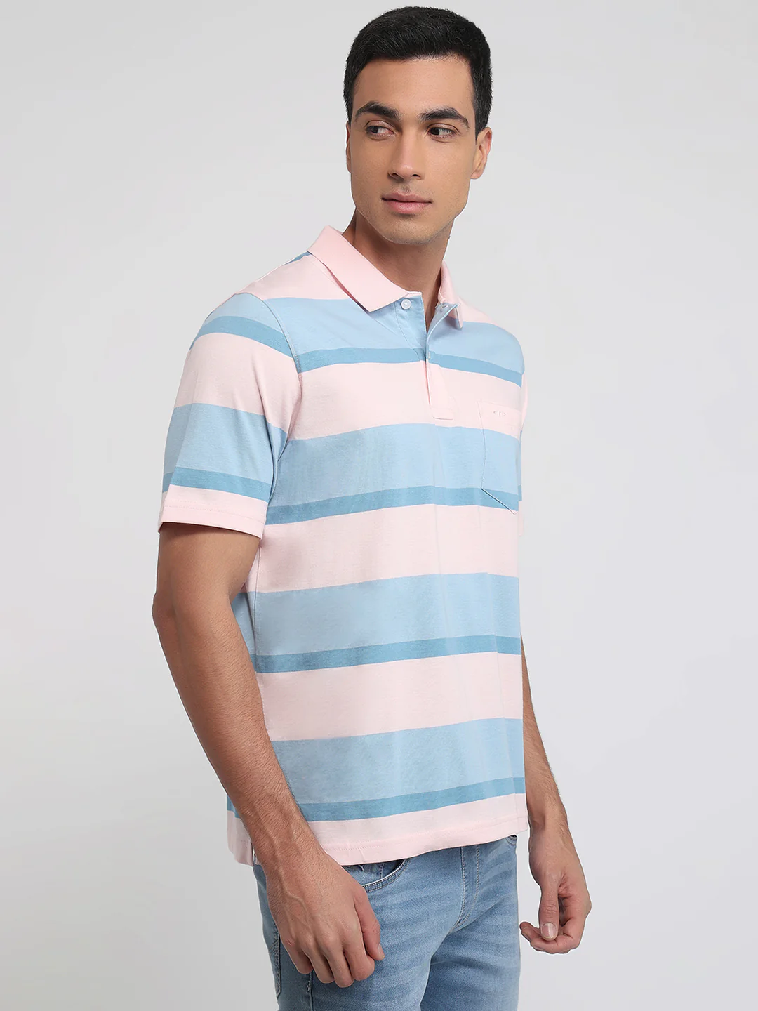 Colorplus Men Red Stripe Comfort Fit Cotton T-shirt - Image 3