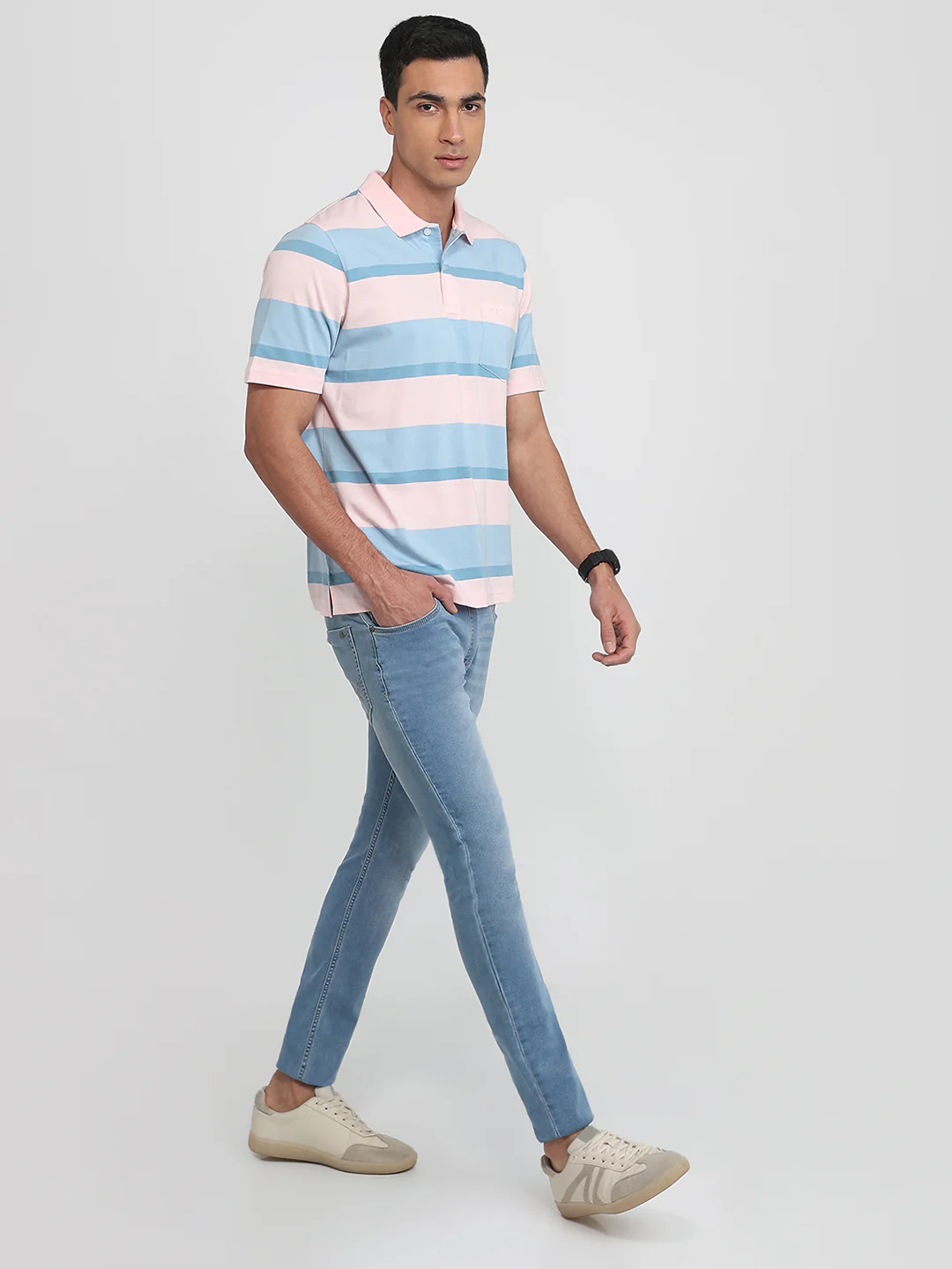 Colorplus Men Red Stripe Comfort Fit Cotton T-shirt - Image 6