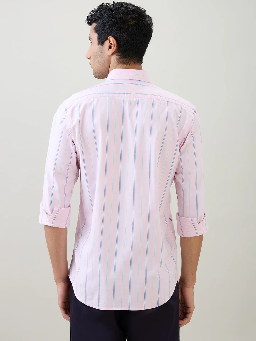 Colorplus Men Red Stripe Regular Fit Cotton Blend Full Sleeve Casual Shirt - Image 4