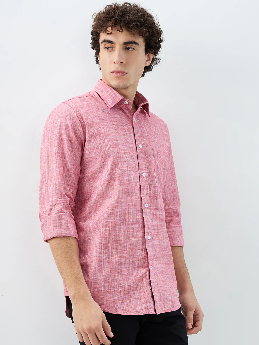 Colorplus Men Red Structure Tailored Fit Cotton Casual Shirt - Image 2