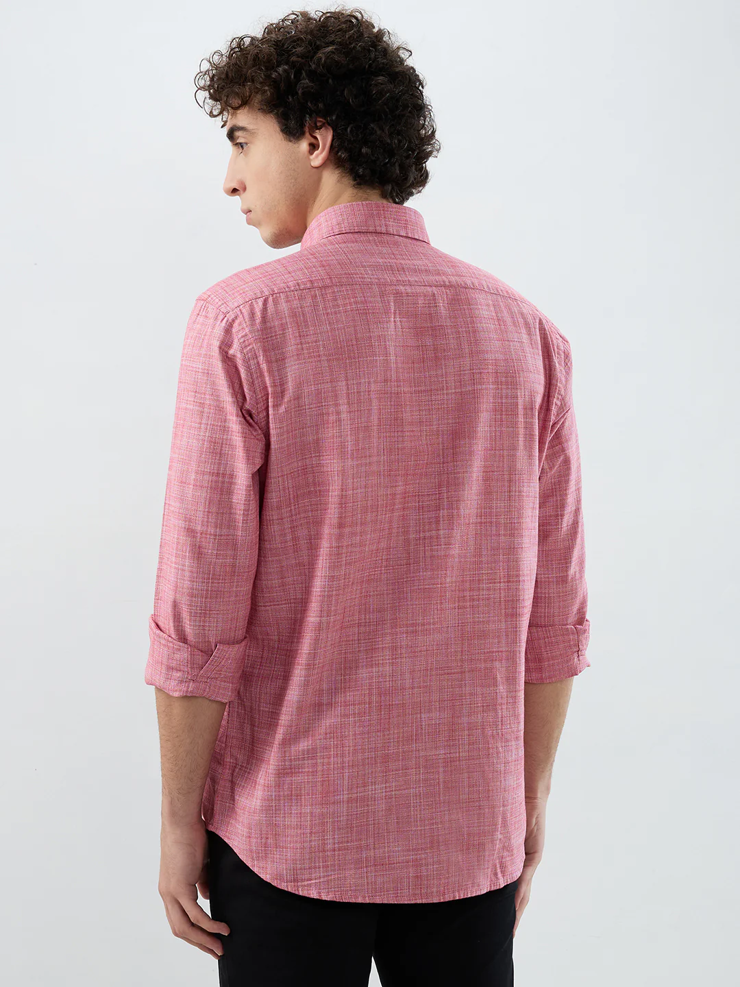 Colorplus Men Red Structure Tailored Fit Cotton Casual Shirt - Image 5