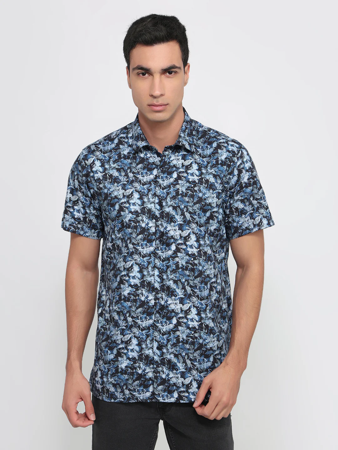 Colorplus Men Regular Fit Print Pattern Cotton Blend Half Sleeve Casual Shirt
