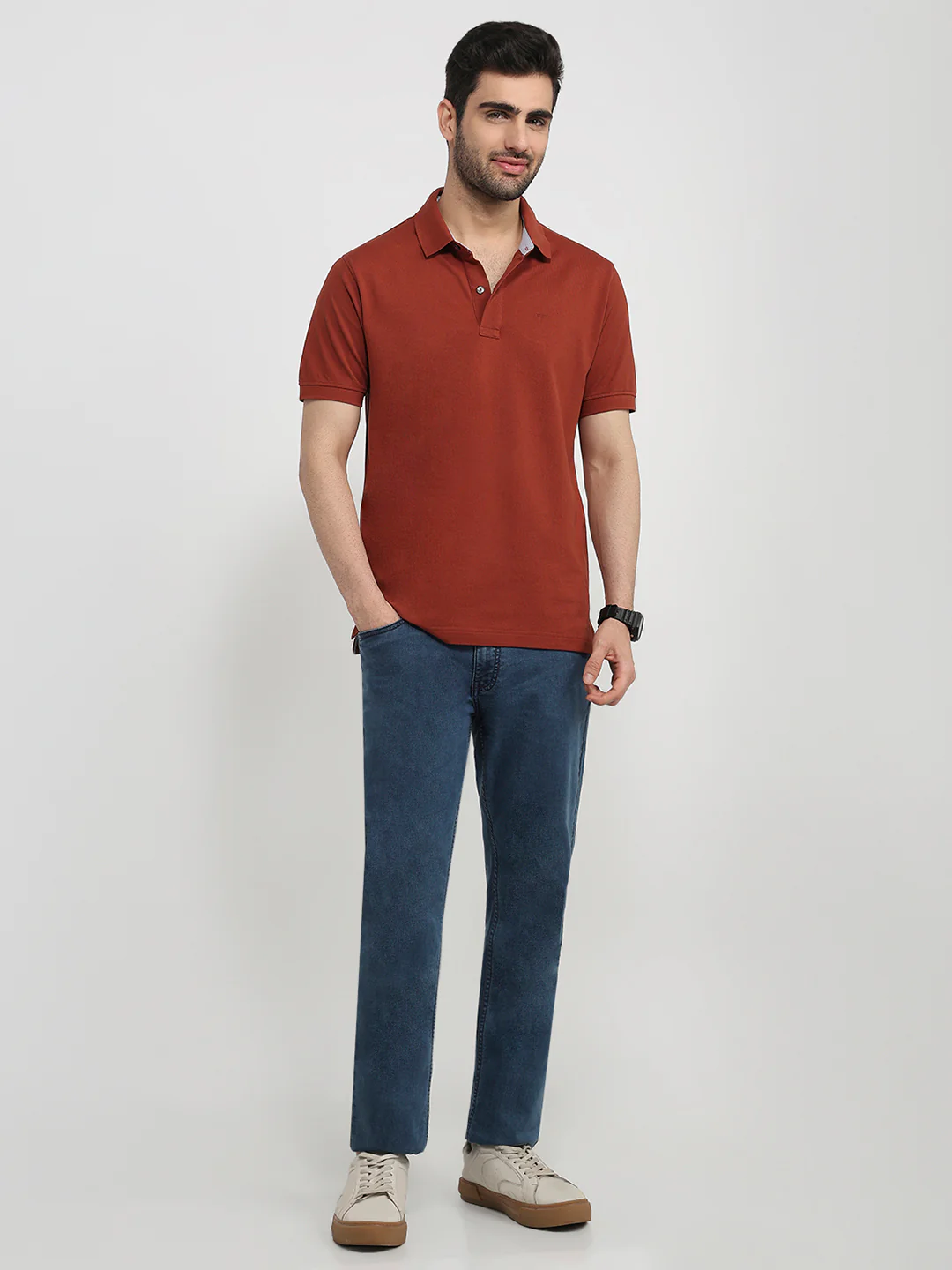 Colorplus Men Regular Fit Solid Pattern Pure Cotton Half Sleeve T-Shirt - Image 5