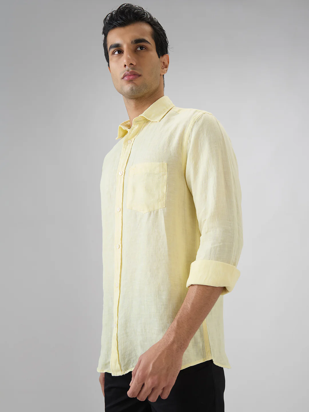 Colorplus Men Regular Fit Solid Pattern Pure Linen Full Sleeve Casual Shirt - Image 3