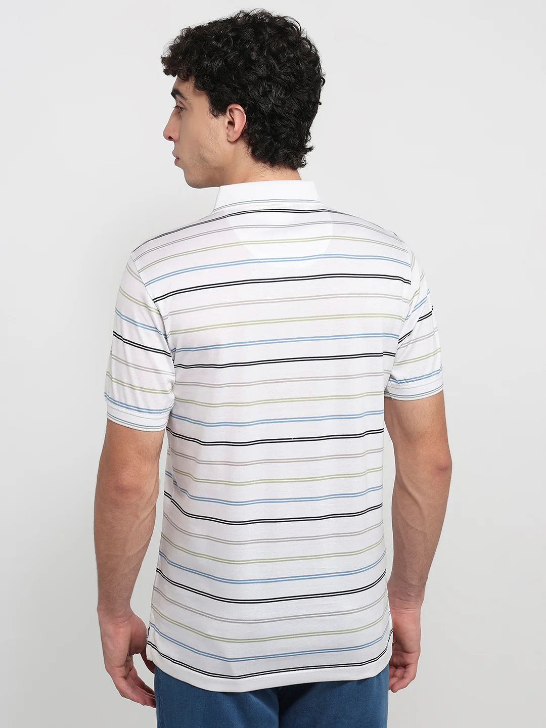 Colorplus Men Regular Fit Stripe Pattern Pure Cotton Half Sleeve T-Shirt - Image 4