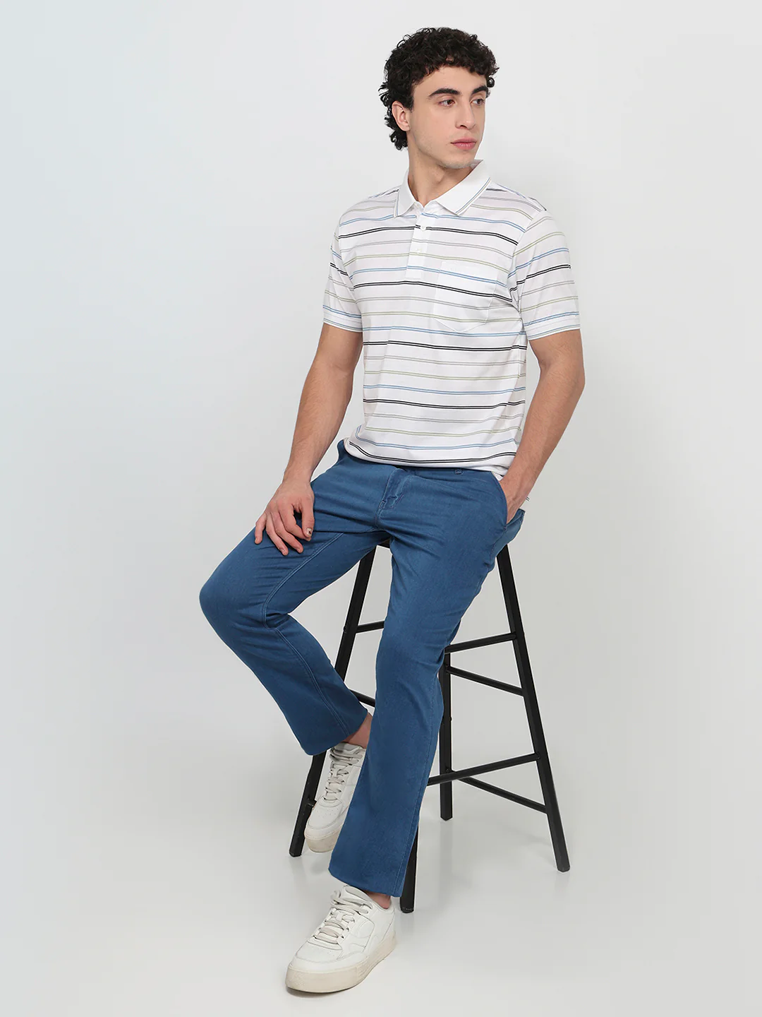 Colorplus Men Regular Fit Stripe Pattern Pure Cotton Half Sleeve T-Shirt - Image 5