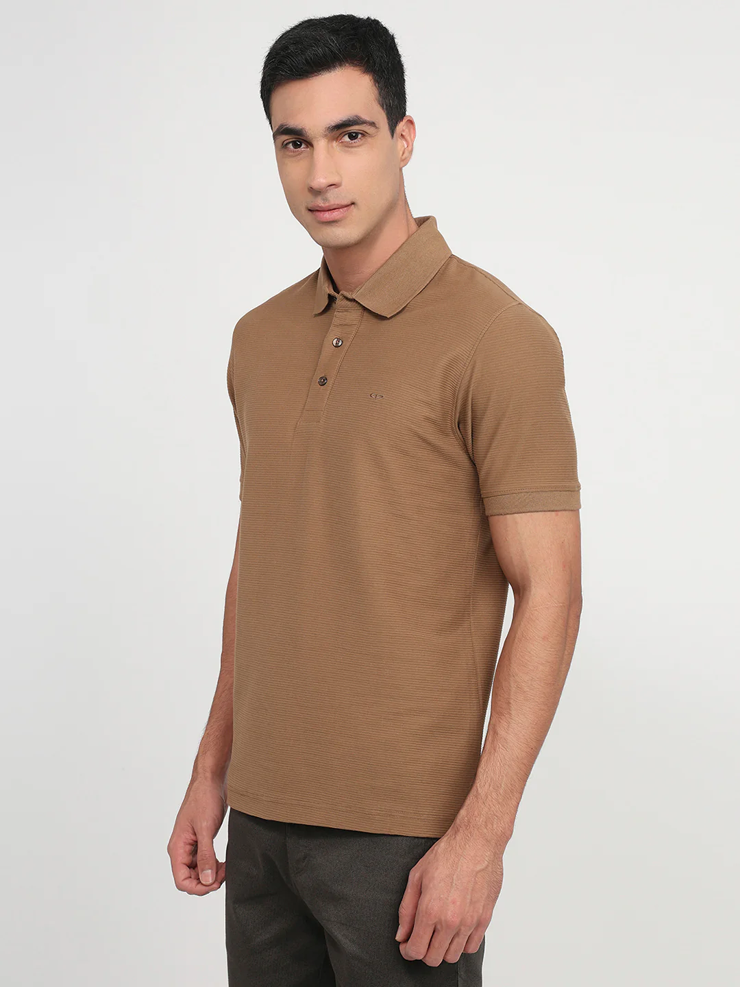 Colorplus Men Regular Fit Structure Pattern Pure Cotton Half Sleeve T-Shirt - Image 2