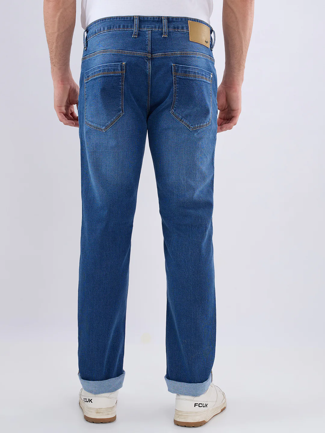 Colorplus Men Slim Fit Plain Pattern Cotton Blend Flat Front Jeans - Image 4