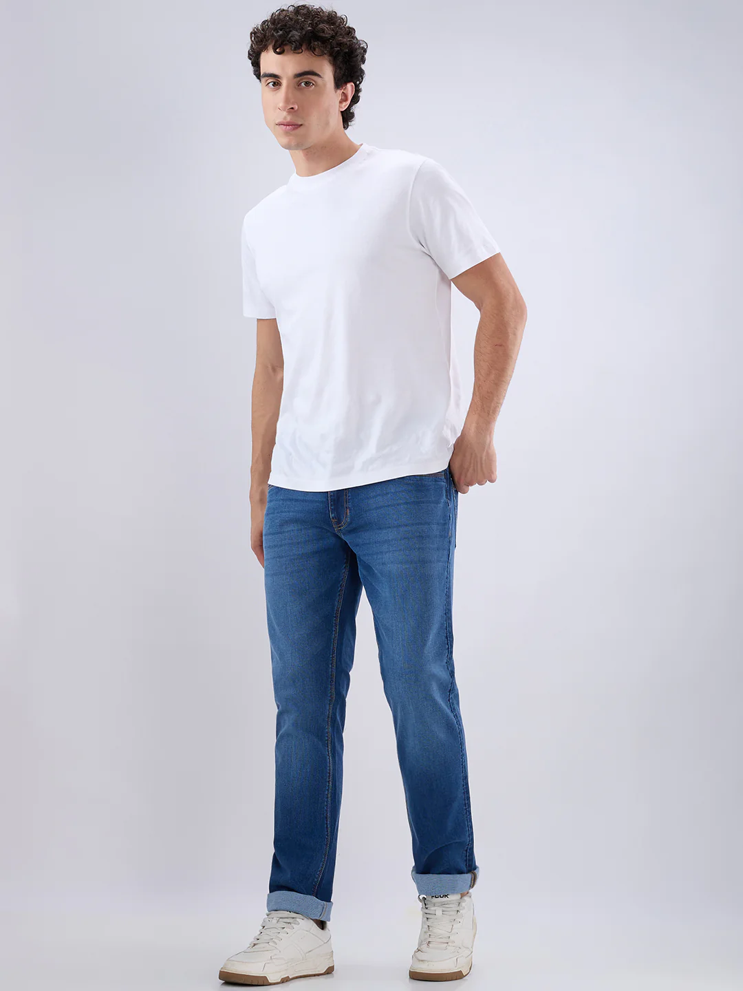 Colorplus Men Slim Fit Plain Pattern Cotton Blend Flat Front Jeans - Image 5