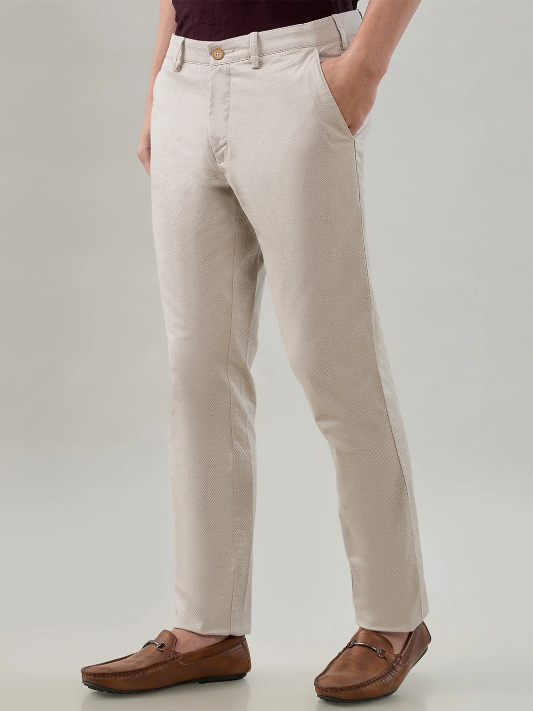 Colorplus Men Slim Fit Print Pattern Cotton Blend Flat Front Trouser - Image 3