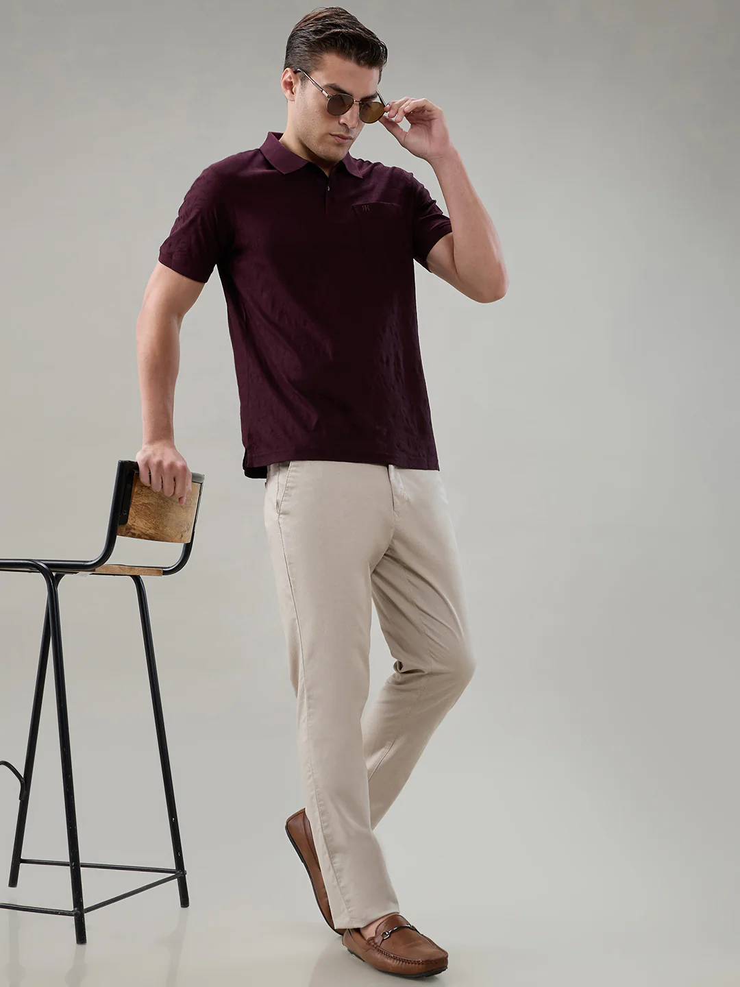 Colorplus Men Slim Fit Print Pattern Cotton Blend Flat Front Trouser - Image 5