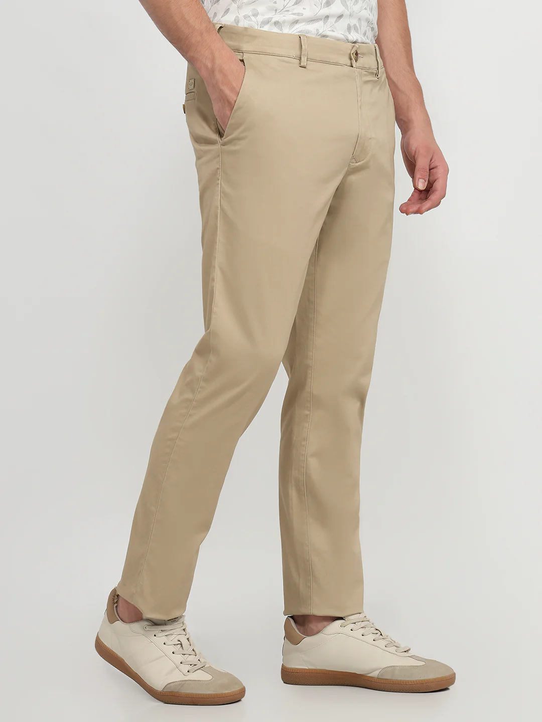 Colorplus Men Slim Fit Satin Pattern Cotton Blend Flat Front Trouser - Image 3