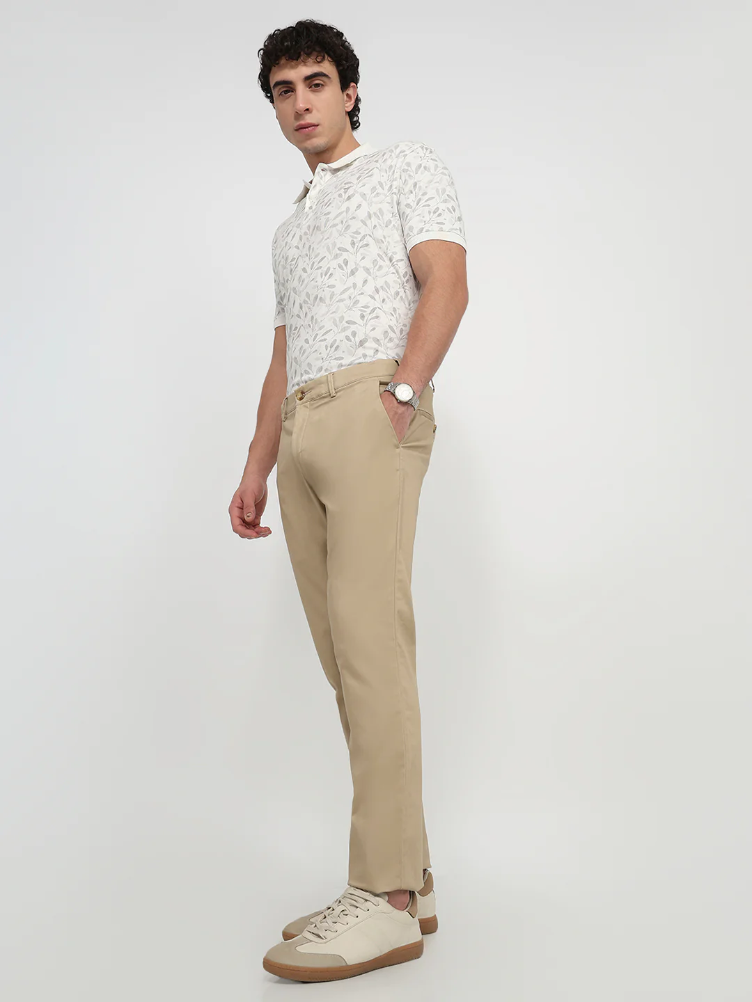 Colorplus Men Slim Fit Satin Pattern Cotton Blend Flat Front Trouser - Image 5