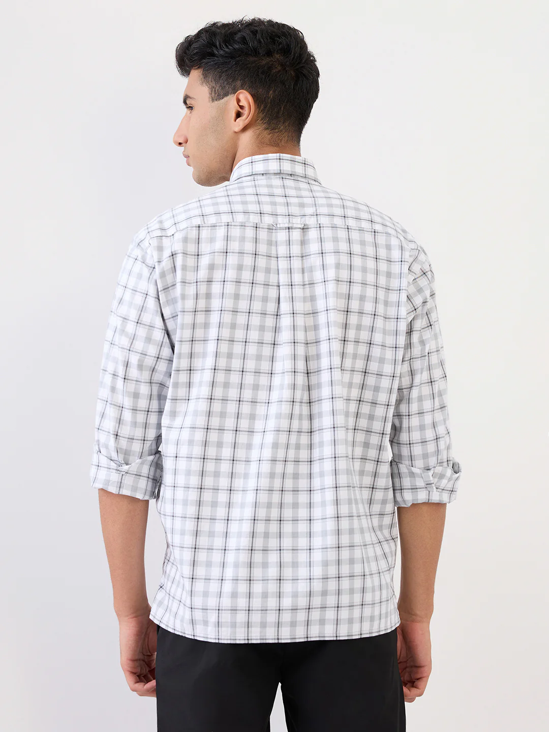 Colorplus Men White Checks Comfort Fit Cotton Full Sleeve Casual Shirt - Image 4