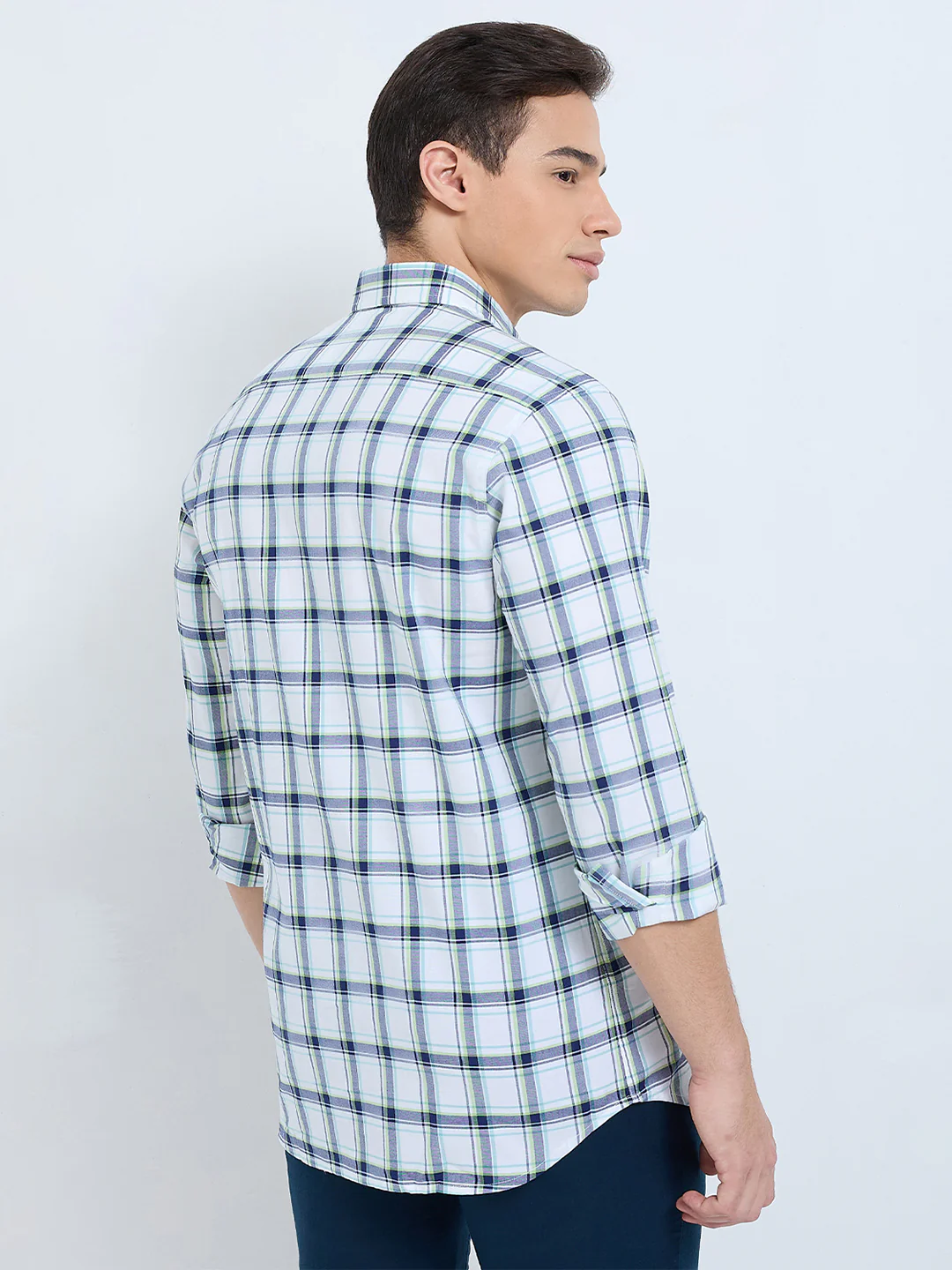Colorplus Men White Checks Regular Fit Cotton Casual Shirt - Image 5