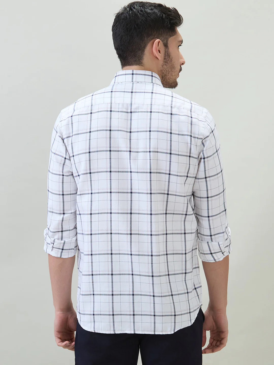 Colorplus Men White Checks Regular Fit Cotton Casual Shirt - Image 4
