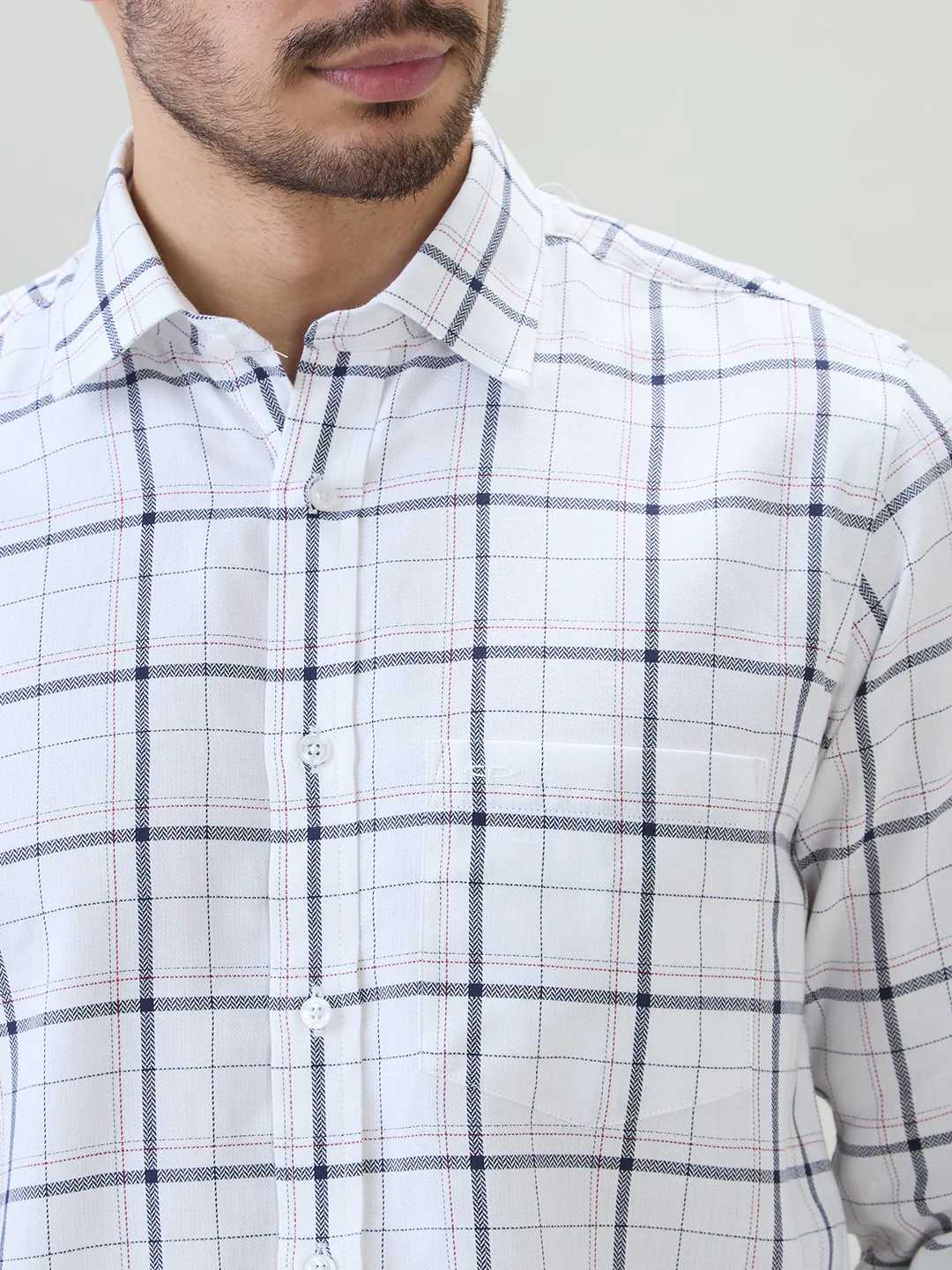 Colorplus Men White Checks Regular Fit Cotton Casual Shirt - Image 6