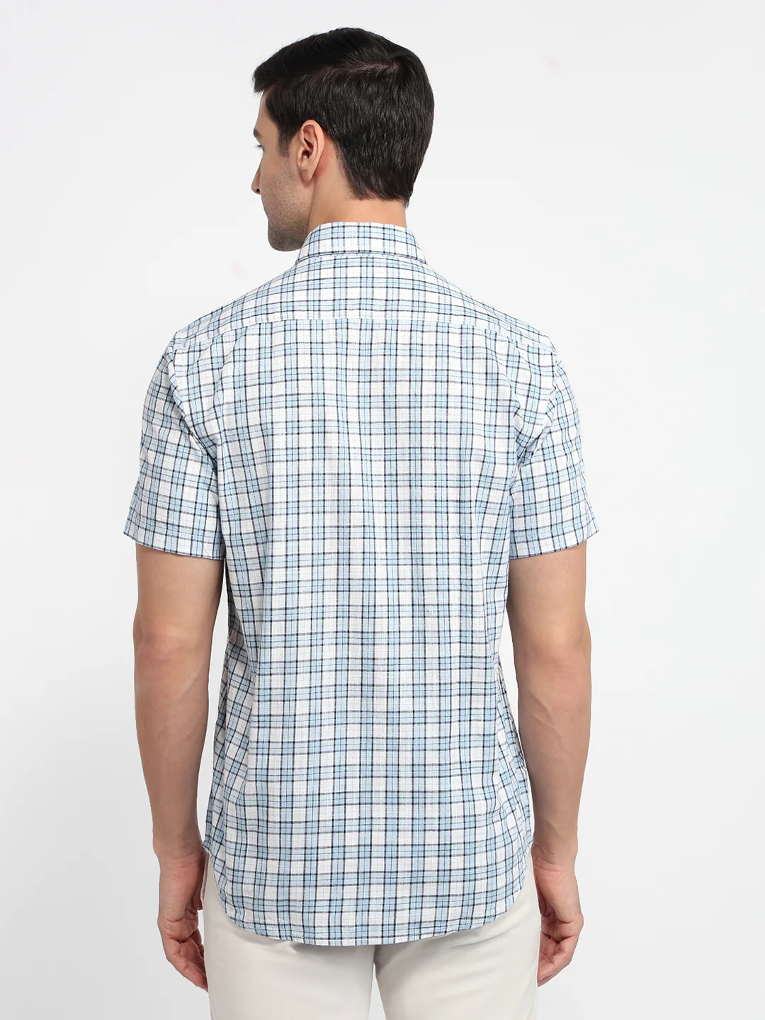 Colorplus Men White Checks Regular Fit Cotton Casual Shirt - Image 5