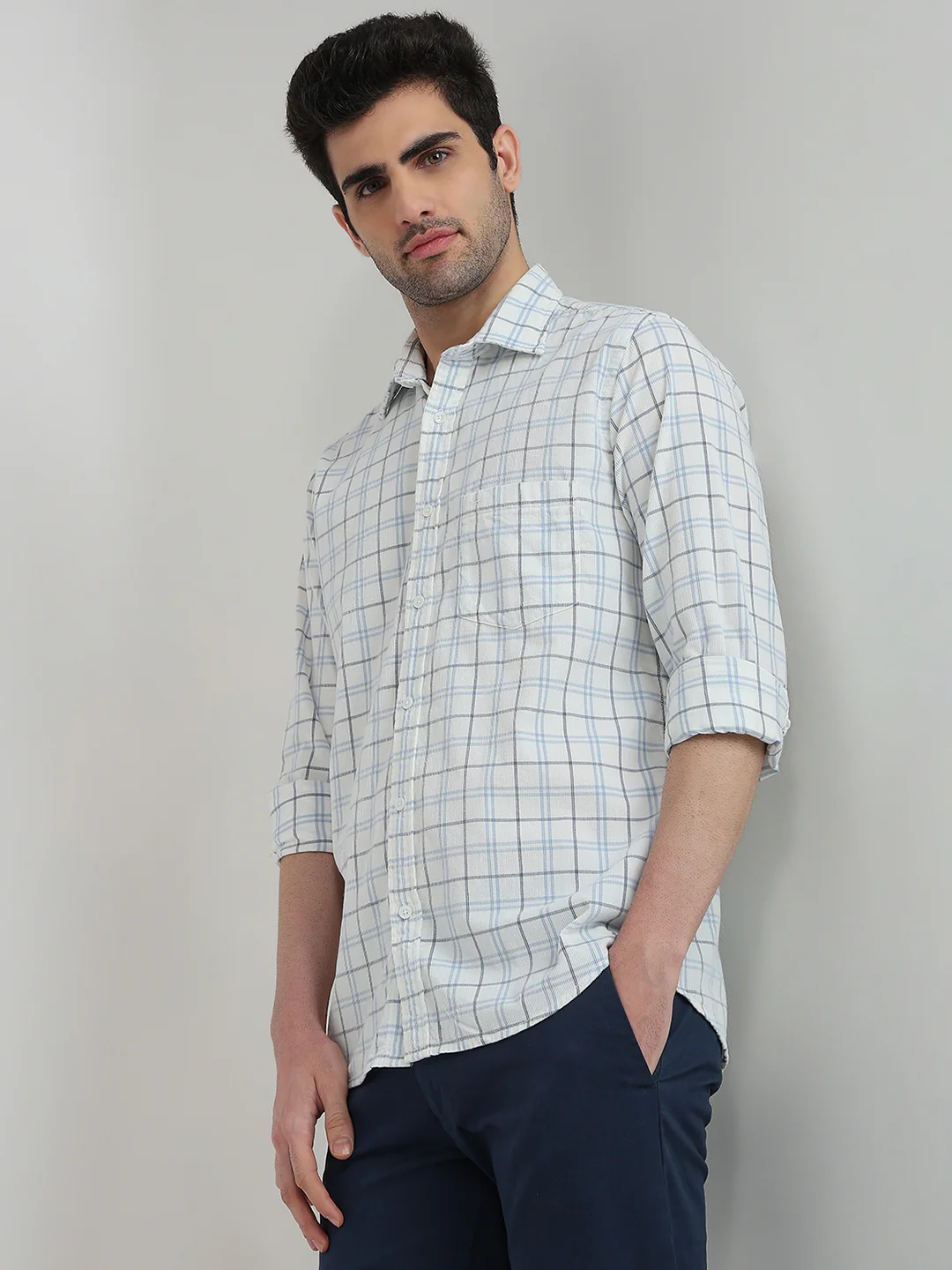 Colorplus Men White Checks Regular Fit Cotton Shirt - Image 2