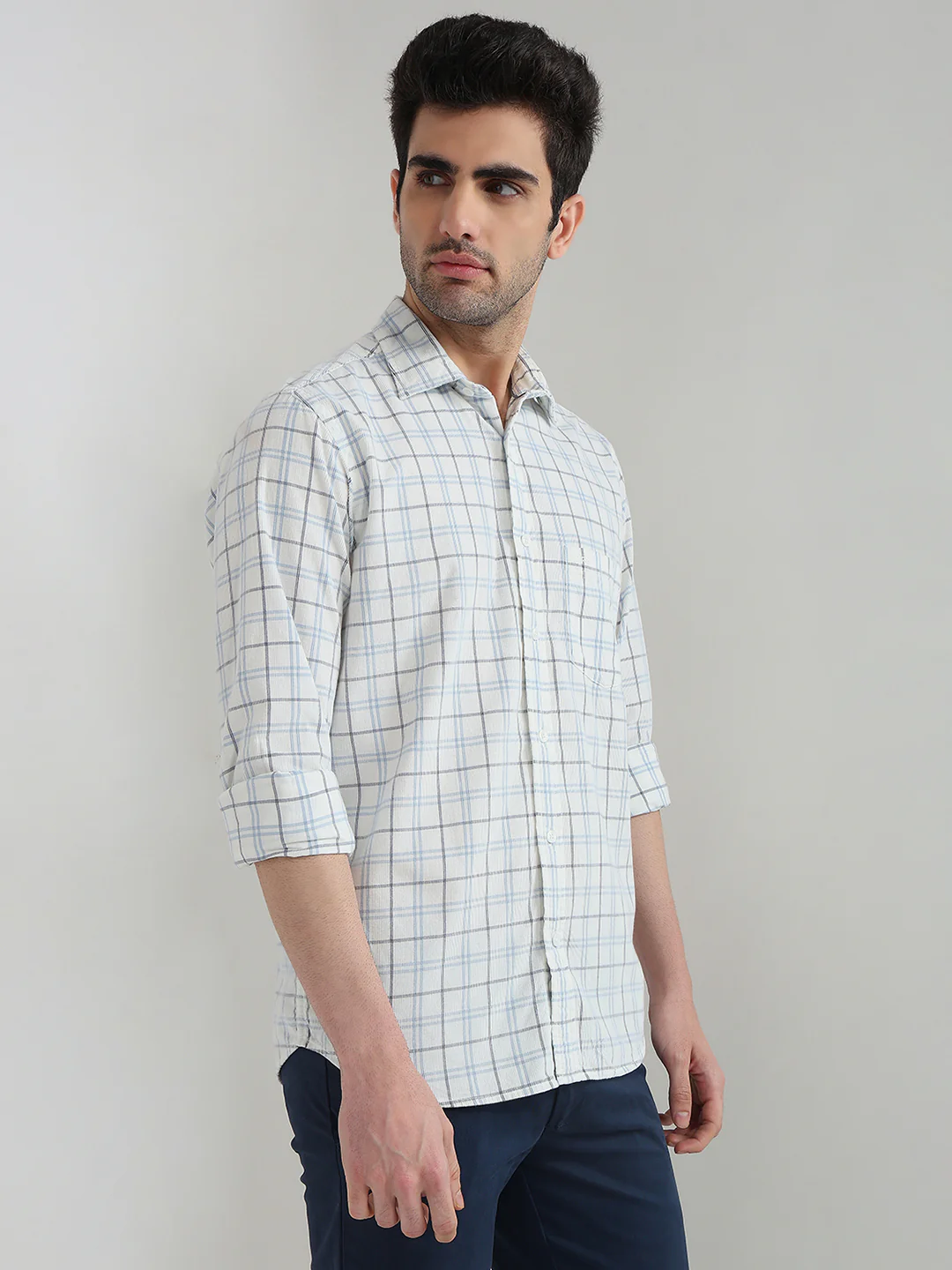 Colorplus Men White Checks Regular Fit Cotton Shirt - Image 3