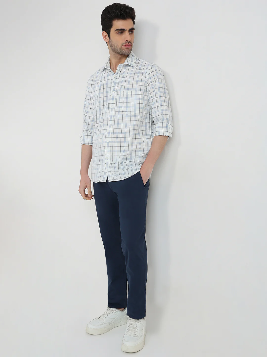 Colorplus Men White Checks Regular Fit Cotton Shirt - Image 5