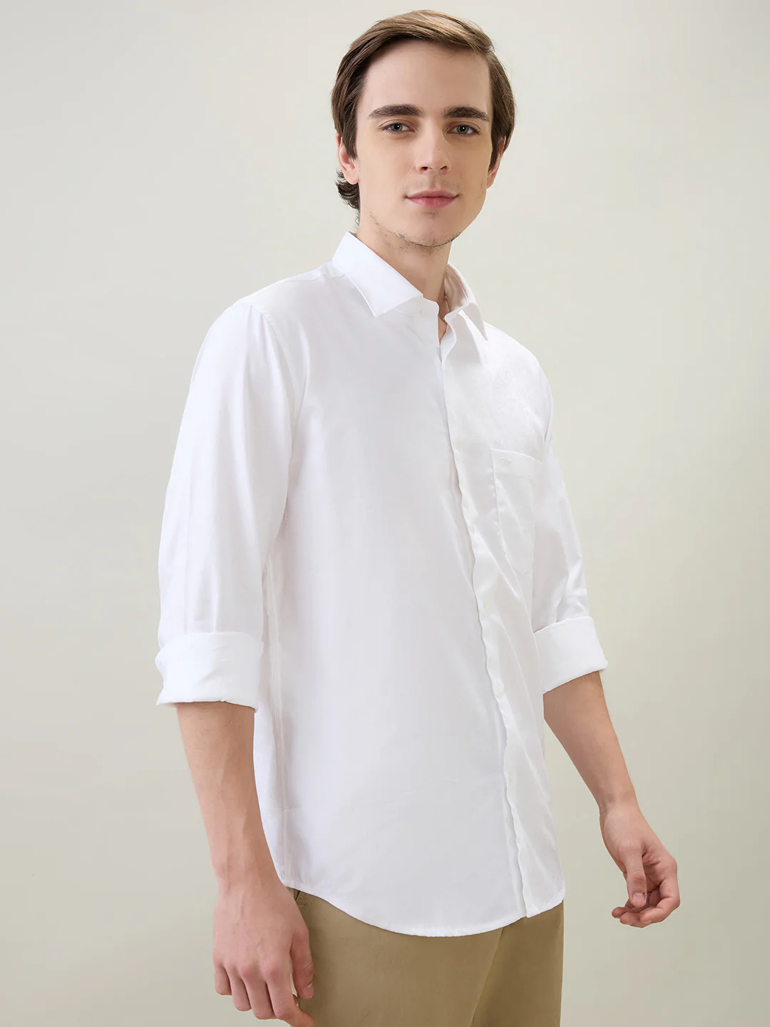 Colorplus Men White Jacquard Regular Fit Cotton Full Sleeve Casual Shirt - Image 2