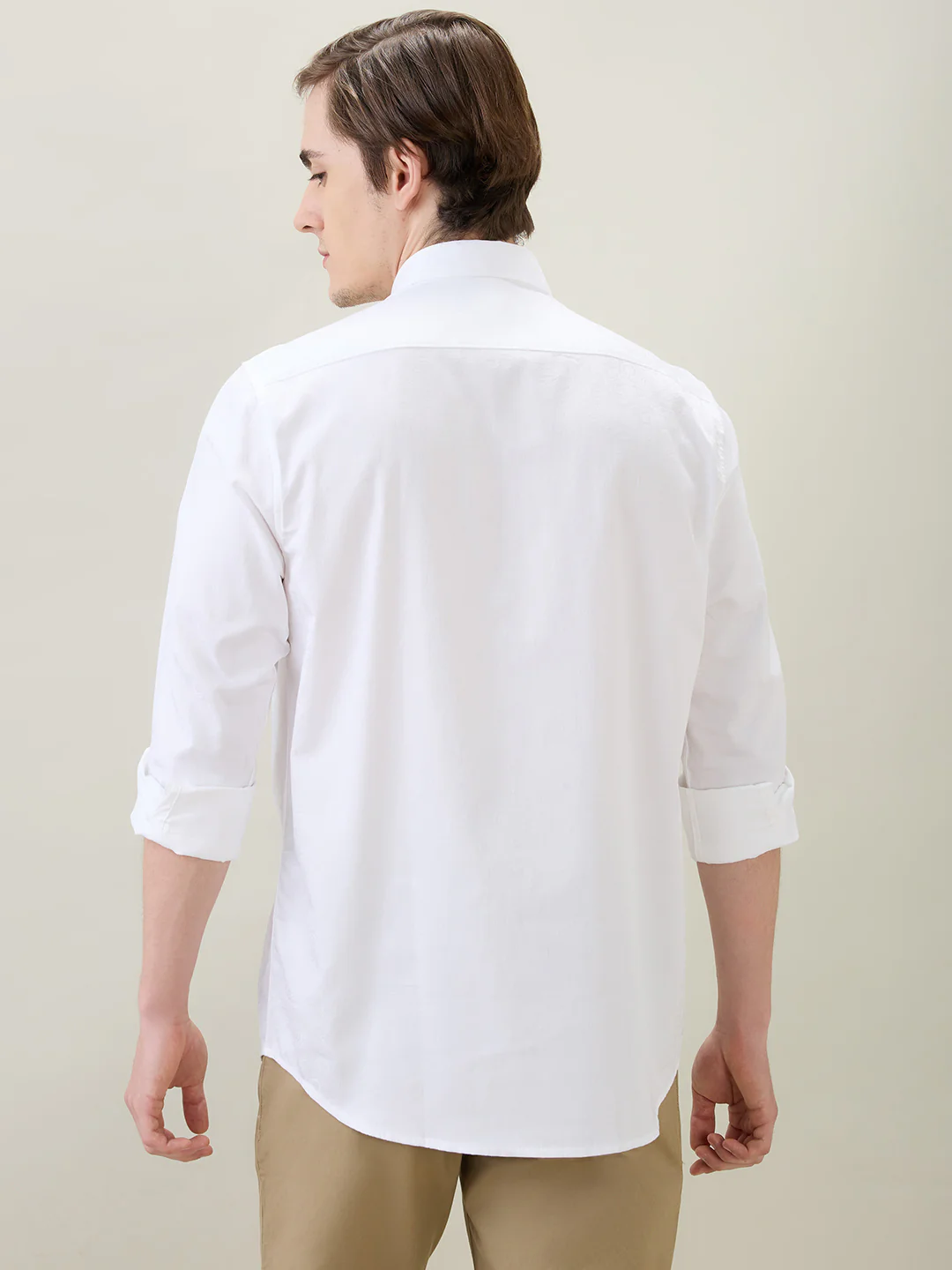 Colorplus Men White Jacquard Regular Fit Cotton Full Sleeve Casual Shirt - Image 4