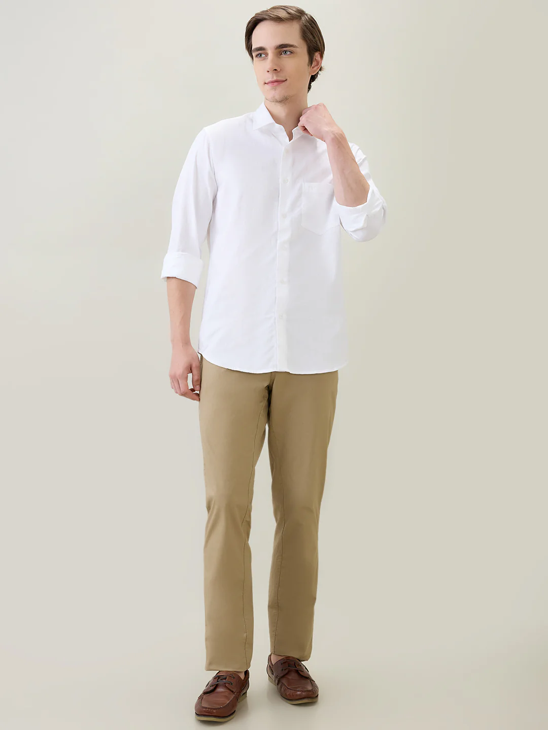 Colorplus Men White Jacquard Regular Fit Cotton Full Sleeve Casual Shirt - Image 5