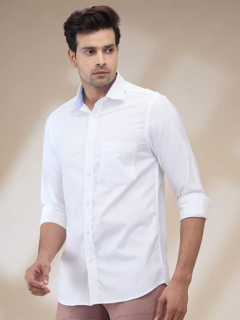 Colorplus Men White Regular Fit Plain Casual Shirt - Image 3