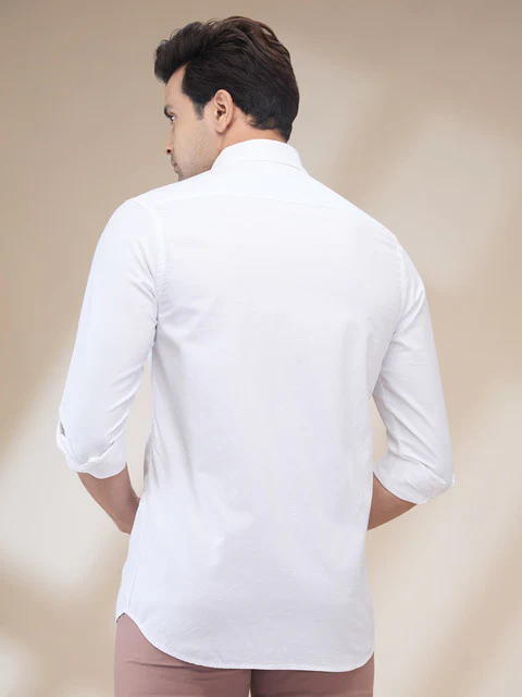 Colorplus Men White Regular Fit Plain Casual Shirt - Image 4