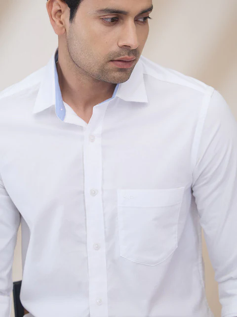 Colorplus Men White Regular Fit Plain Casual Shirt - Image 5