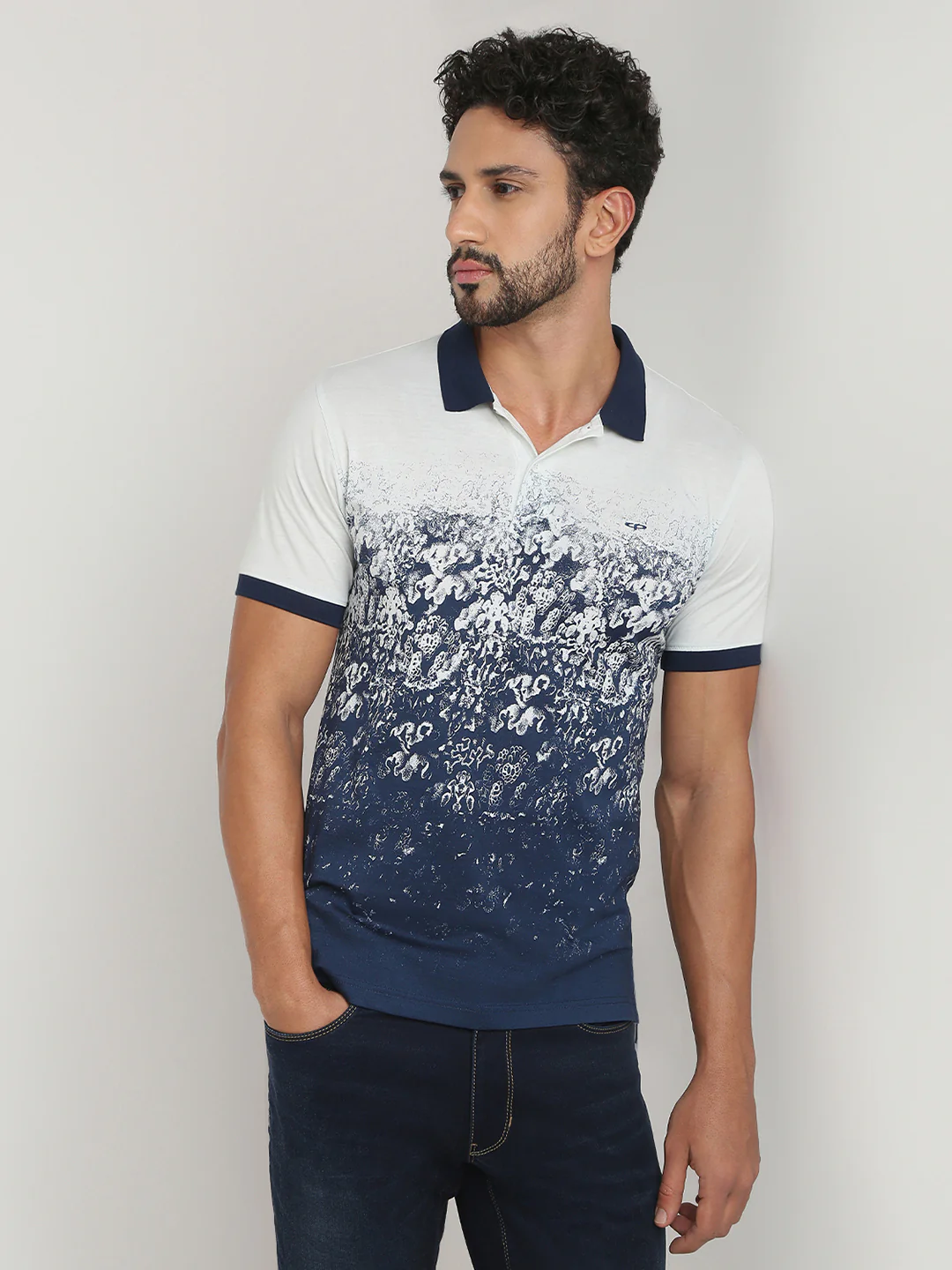 Colorplus Men White Print Regular Fit Cotton T-Shirt