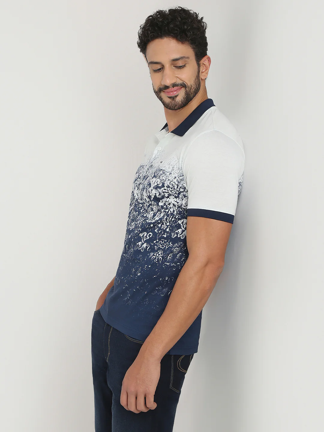 Colorplus Men White Print Regular Fit Cotton T-Shirt - Image 3