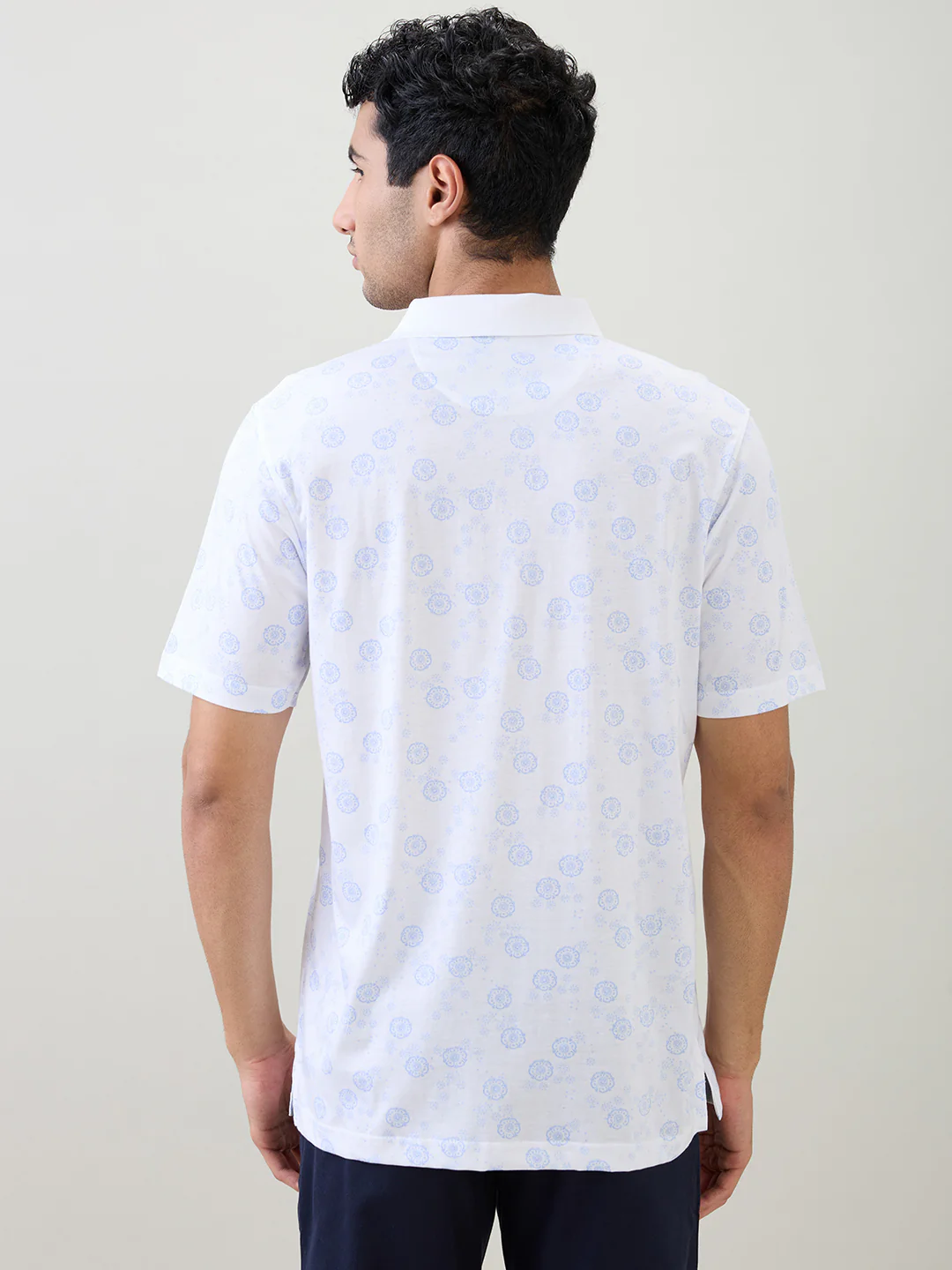 Colorplus Men White Printed Comfort Fit Cotton Half Sleeve T-Shirt - Image 4