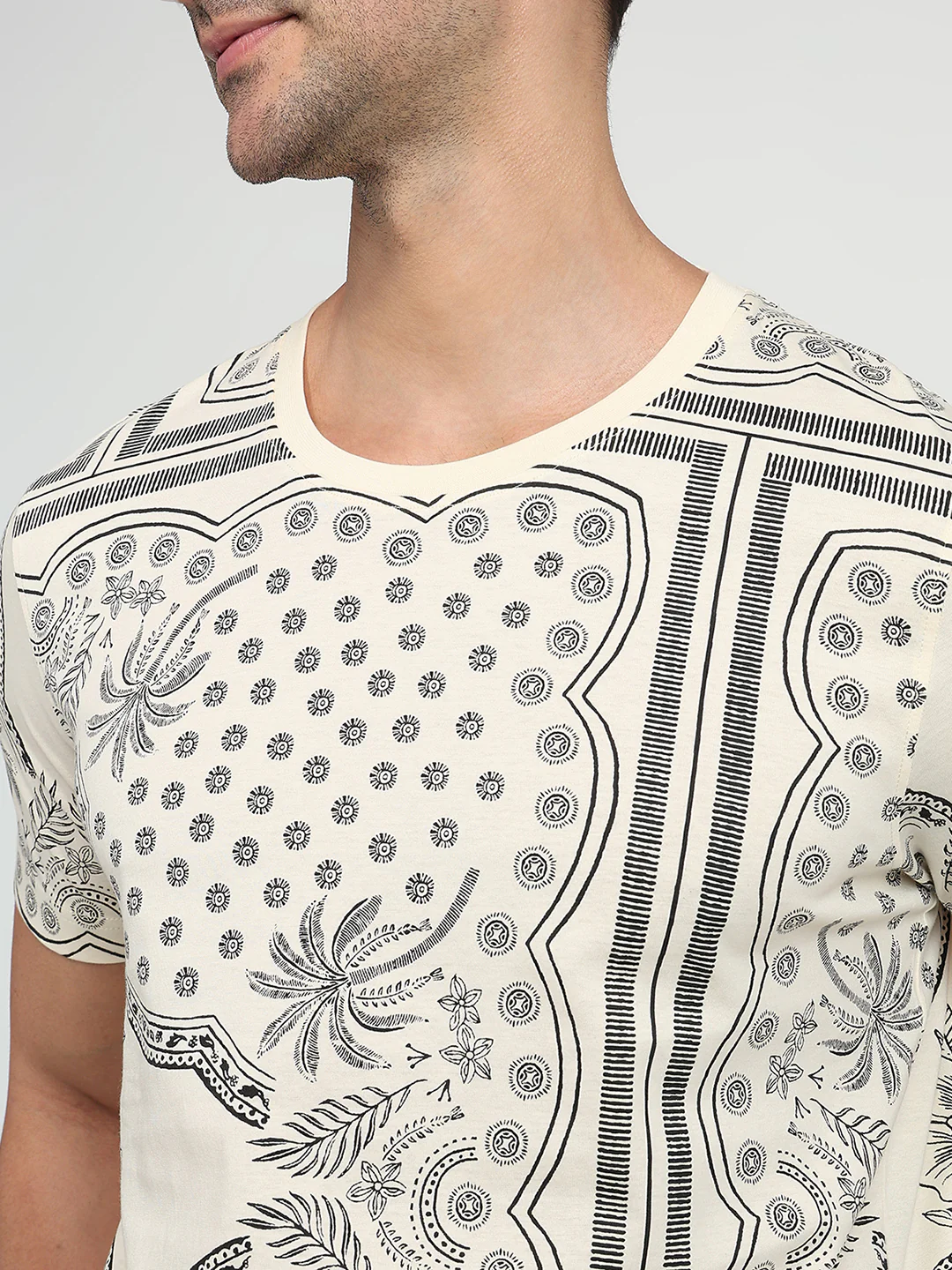 Colorplus Men White Printed Regular Fit Cotton Half Sleeve T-Shirt - Image 6