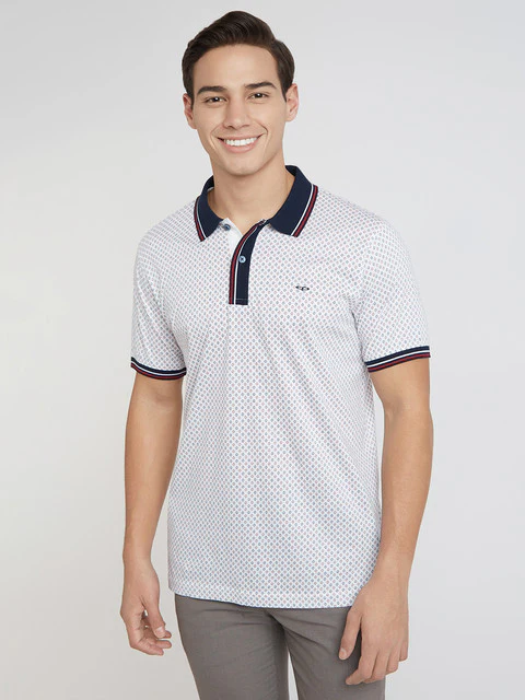 Colorplus Men White Printed Regular Fit Cotton T-Shirt